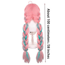 Load image into Gallery viewer, Varesa Cosplay Synthetic Hair 100 Cm Long Pre-Woven Pinkish-Green Double Braids Halloween Costume Party Anime Game Wig
