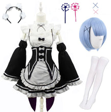 Load image into Gallery viewer, Ram Rem Lolita Maid Cosplay Costumes Wig Pecula Vestido Anime Re:zero Kara Hajimeru Isekai Seikatsu Cosplay Halloween Maid Dress
