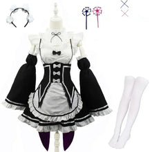 Load image into Gallery viewer, Anime Ram/Rem Lolita Maid Cosplay Costumes Vestido Re:zero Kara Hajimeru Isekai Seikatsu Halloween Costumes for Women Loli Dress