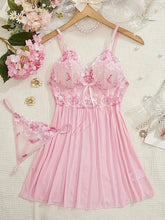 Load image into Gallery viewer, Women's Women Sexy Lingerie Set Erotic Bra Nightdress Sexy Lace Sleepwear Solid Slim Soft Dresses V NeckSleepwear & Dresses