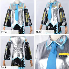 Load image into Gallery viewer, Miku Cosplay Full Set Silver Leather Fabric Suit Miku Cosplay Headwear Costume Outfit JK Sailor Dress High School Uniform Wig