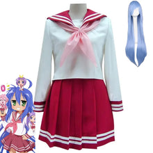 Load image into Gallery viewer, Anime Luckystar Izumi Konata Cosplay Costume Japan South Korea School Uniform Red Skirt Shirt Wig Woman Sexy Carnival Suit