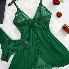 Load image into Gallery viewer, A Set Of Woman Underwear Nightgown Thong Sets Plus Size Suspender Lace Lingerie Sexy Accessories Erotic Bra Nightdress lencería