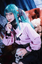 Load image into Gallery viewer, Vampire Miku Cosplay Costumes Wig Cute Vampire Costume HSIU 45CM Blue-green double ponytail short hair Pink kawaii dress