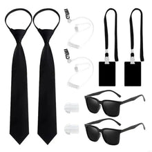 Load image into Gallery viewer, Security Guard Cosplay Costume including Black Glasses Earpiece And Neck Tie