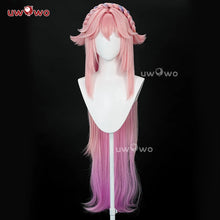 Load image into Gallery viewer, UWOWO Yae Miko Cosplay Wig Genshin Impact Fanart Yae Miko Illustration Hair 100cm Pink Long Hair Halloween Cosplay Wig