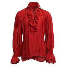 Load image into Gallery viewer, Medieval Halloween Costumes Autumn Casual Shirts Steampunk Cosplay Bandage Long Sleeve Ruffled Shirt Gothic Blouse Tops