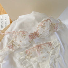 Load image into Gallery viewer, MOYISU New Arrival Luxury Pure Desire Lace Tulle Sexy Panties Lingerie Set Lilacs Embroidery Girl Boobs Big Size Big Boobs Small