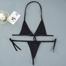 Load image into Gallery viewer, Sexy Mini Bra Sets Wirefree Ultra-thin Mesh Unlined Bra Brief Set Black Transparent 2 Pieces Halter Women's Exotic Lingerie Sets