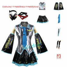 Load image into Gallery viewer, Anime Miku Cosplay Costume Wig Shoes Japan Leather Midi Dress Miku Cosplay Female Halloween Costume Girls JK Uniform Women Men
