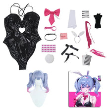 Load image into Gallery viewer, Miku Rabbit Hole Cosplay Wig Black Patent Leather Bunny Girl Sexy Cute Halloween Cosplay Costumes Headdresses Clothes Bows G # 1