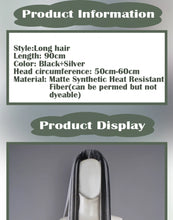 Load image into Gallery viewer, UWOWO Frankiee Stein 1 Cosplay Wig Black Silver 90CM Long Hair Heat Resistant Halloween Cosplay Outfit Wig
