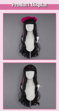 Load image into Gallery viewer, IN STOCK UWOWO Draculauraa Wig Little Devil Cosplay With Cape Wig Black and Pink 75CM Long Hair Heat Resistant Halloween Wig