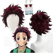 Load image into Gallery viewer, Anime Kimetsu no Yaiba Kamado Nezuko Cosplay Wig Heat Resistant Synthetic Hair Wigs Bamboo Props Sealing Stick