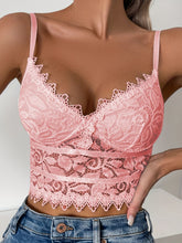 Load image into Gallery viewer, Floral Lace Push Up Cami Coeset, Contrast Mesh Hollow Out Crop Top Bra, Women's Lingerie & Underwear