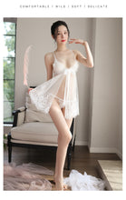 Load image into Gallery viewer, Sexy Lingerie Women's Camisole See-Through Lace Mesh Nightdress Seductive Open-Front Passion Set Erotic Lingerie 1707
