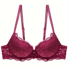 Load image into Gallery viewer, Lace Mesh Hollow Everyday Bra, Comfort &amp; Mature Double Strap Thick Cup Push Up Intimates Bra, Women&#39;s Lingerie &amp; Underwear
