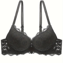 Load image into Gallery viewer, Lace Mesh Hollow Everyday Bra, Comfort &amp; Mature Double Strap Thick Cup Push Up Intimates Bra, Women&#39;s Lingerie &amp; Underwear
