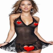 Load image into Gallery viewer, New foreign trade European and American sexy lingerie lace perspective bikini temptation three points more than suit size pajamas
