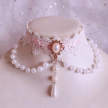 Load image into Gallery viewer, Lace Princess Lolita Pearl Necklace Necklace Pearl Choker Clavicle Chain
