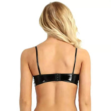 Load image into Gallery viewer, Women Sexy Shiny Wetlook Leather Bra Adjustable Erotic Glossy Shaping Patent Leather Lingerie Female Hot Porn Latex Tops Sexi

