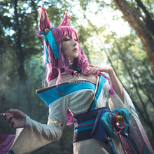 Load image into Gallery viewer, ROLECOS LOL Spirit Blossom Ahri Cosplay Costume Ahri Cosplay Wig Game LOL Ahri Costume Women Kimono Hanfu Full Set Chinese Dress
