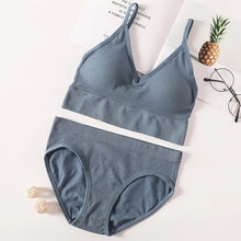 Load image into Gallery viewer, Women Bra Panties Set Seamless Bra Cropped Bralette Crop Top Low Back Brassieres Sexy Lingerie Push Up Bra Sexy Underwear Set
