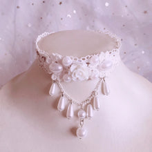 Load image into Gallery viewer, Lace Princess Lolita Pearl Necklace Necklace Pearl Choker Clavicle Chain
