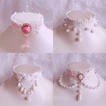 Load image into Gallery viewer, Lace Princess Lolita Pearl Necklace Necklace Pearl Choker Clavicle Chain
