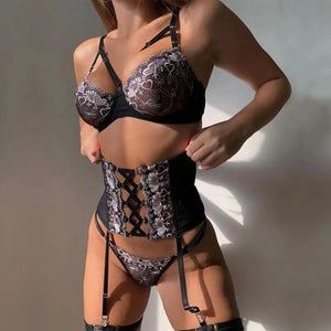 Ellolace Sensual Lingerie Woman Erotic Women's Underwear Fancy Bra with Bones Brief Sets Bandage Waistband Sexy Bilizna Set