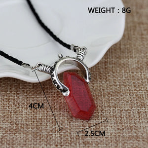 Trendy Dmc Devil Maycry 5 Dante Pendant Necklace Red Blue Gem Cosplay Necklaces Long Rope Chain Vintage Gifts For Women Men
