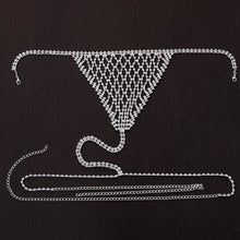 Load image into Gallery viewer, Stonefans Boho Rhinestone Grid Chest Chain and Thong Jewellery Lingerie Panties Women&#39;s Harness Bra Sexy Mesh Bodies Accessories
