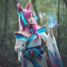 Load image into Gallery viewer, ROLECOS LOL Spirit Blossom Ahri Cosplay Costume Ahri Cosplay Wig Game LOL Ahri Costume Women Kimono Hanfu Full Set Chinese Dress
