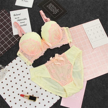 Load image into Gallery viewer, Lace Bra Set 3 Breasted Sexy Lingerie Comfortable Floral Bra and Panties Push Up Women Underwire Adjusted-straps Underwear Sets
