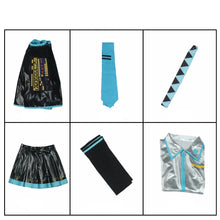 Load image into Gallery viewer, PU Leather Vocaloid Miku Cosplay Costume Anime Midi Dress Halloween Christmas Party Clothes For Girl
