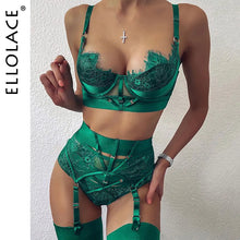Load image into Gallery viewer, Ellolace Lingerie Sexy Bra Women&#39;s Underwear Set Lace Bandage Lingerie Set Sexy Push up Lenceria 3 Piece Set Erotic Lingerie
