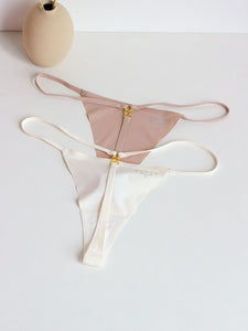 Fashion Pieces Sexy Seamless Cotton Crotch T-Shaped Panties Minimalist Metal Ring One-Piece Thin Belt Low Waist T-String for Women Inner