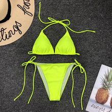Load image into Gallery viewer, 2021 Hot Spring Scheming Swimsuit Sexy Bandage Bikinis Mini Bikini Three-Point Solid Lace-up Swimsuit
