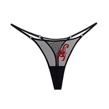 Load image into Gallery viewer, Fashion Cool Sexy Gauze Transparent Scorpion Fluorescent Embroidery Large Size Thin Belt T-Shaped Panties Sexy Stylish Women&#39;s T-Back

