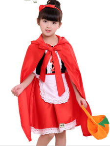 Children's Little Red Riding Hood Clothing Girls' Baby Cosplay Cloak Drama Performance Wear Clothes Stage Costume