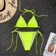Load image into Gallery viewer, 2021 Hot Spring Scheming Swimsuit Sexy Bandage Bikinis Mini Bikini Three-Point Solid Lace-up Swimsuit
