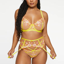 Load image into Gallery viewer, Foreign trade sources Europe and the United States new sexy lingerie sexy ladies three-point mesh strap perspective three-piece set
