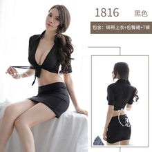 Load image into Gallery viewer, European and American Hot Sexy Lingerie See-Through Secretary Outfit Sexy Tight-Fitting Hip-Hugging Teacher Ol Role-Playing Uniform Temptation
