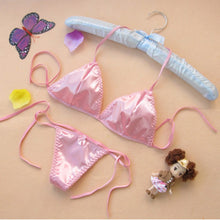 Load image into Gallery viewer, Shiny Two-Piece Swimsuit Sexy Light Exposure No Longer Small Bikini Three-Point Lace-up Bra T-Back Suit
