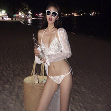 Load image into Gallery viewer, Swimsuit Women&#39;s Bikini Three-Point Sexy Lace Small Chest Push-up T-Back Fairy Style Holiday Hot Spring Swimming Suit
