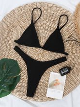 Load image into Gallery viewer, 2020 European and American New Solid Sunken Stripe Three-Point Bikinis Sexy Thong Swimsuit Beach Vacation Bikini
