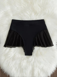 2023 European and American New Sexy Exaggerates Hips Flying Edge Mesh Patchwork Thong Swimsuit Bikinis Gyaru Bikini Pants