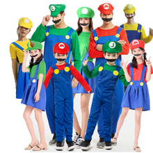 Load image into Gallery viewer, Halloween Cosplay Anime Clothes Parent-Child Role Play Children Mario Clothes Super Mary Set
