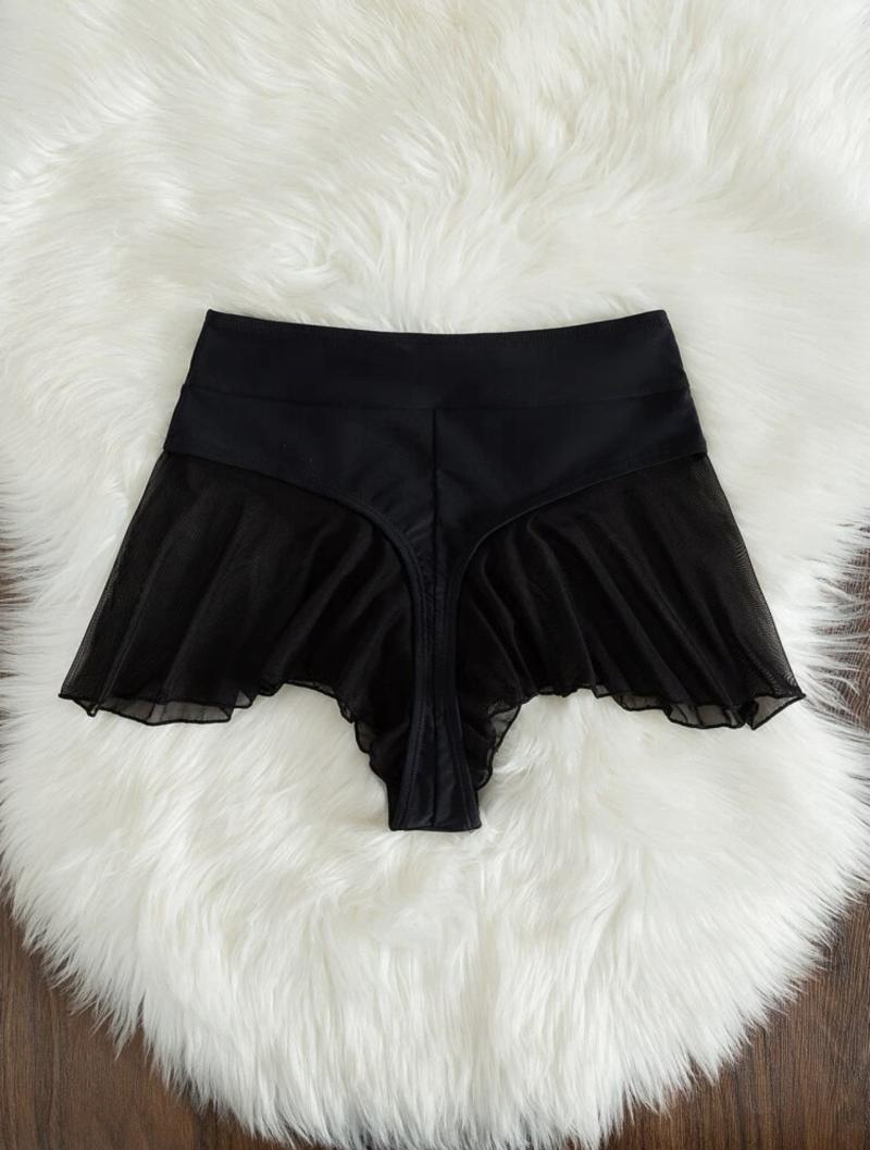 2023 European and American New Sexy Exaggerates Hips Flying Edge Mesh Patchwork Thong Swimsuit Bikinis Gyaru Bikini Pants