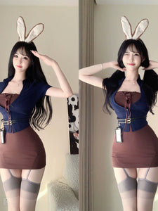 Halloween Women's Cosplay Costume Sexy Pure Desire Bunny Girl Senior Sister Bunny Suit Ol Secretary Uniform Two-Piece Suit